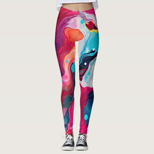 Kleurig abstract patroon leggings (Voorkant)