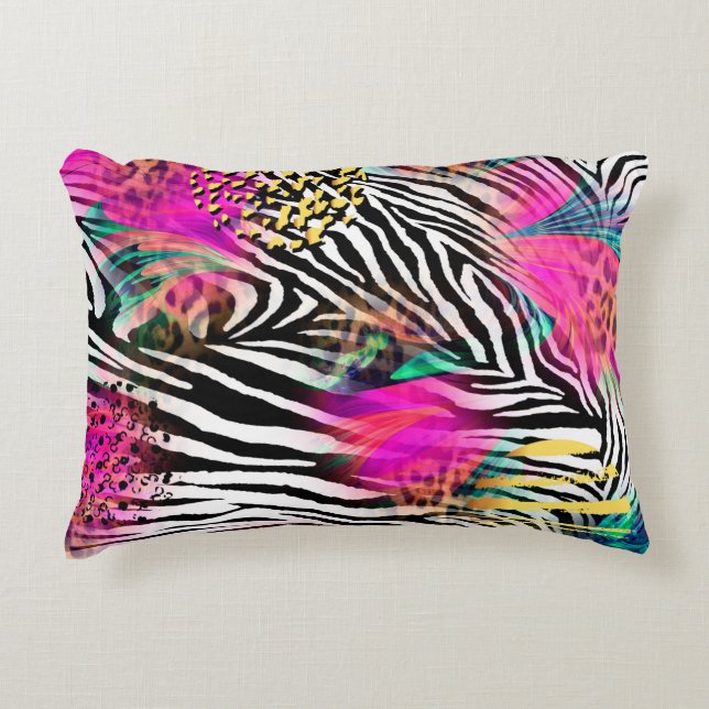 Kleurig abstract patroon met zebra textureabstra accent kussen (Voorkant)