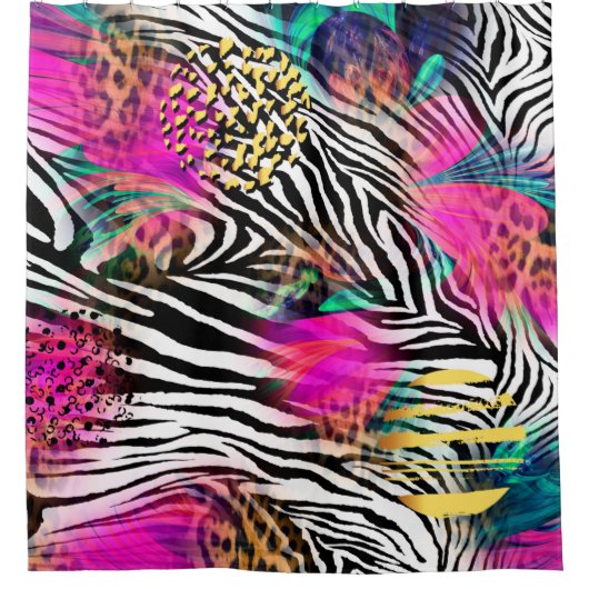 Kleurig abstract patroon met zebra textureabstra douchegordijn (Voorkant)