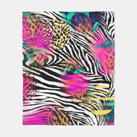 Kleurig abstract patroon met zebra textureabstra fleece deken (Voorkant)