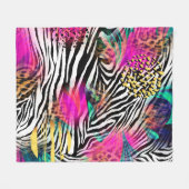 Kleurig abstract patroon met zebra textureabstra fleece deken (Voorkant (Horizontaal))