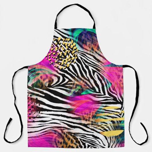 Kleurig abstract patroon met zebra textureabstra schort (Voorkant)