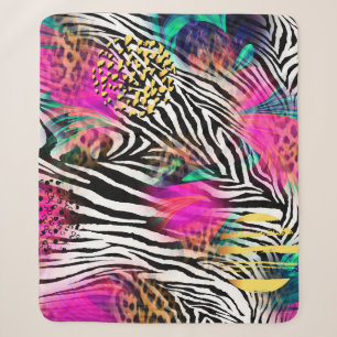 Kleurig abstract patroon met zebra textureabstra sherpa deken