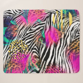 Kleurig abstract patroon met zebra textureabstra sherpa deken (Voorkant (horizontaal))