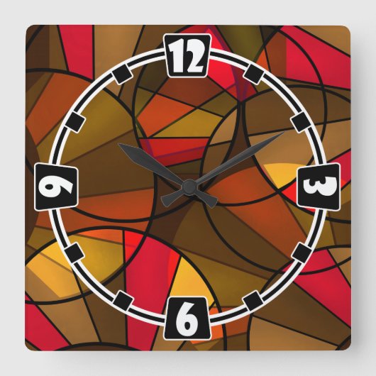 Kleurig abstract patroon vierkante klok (Voorkant)