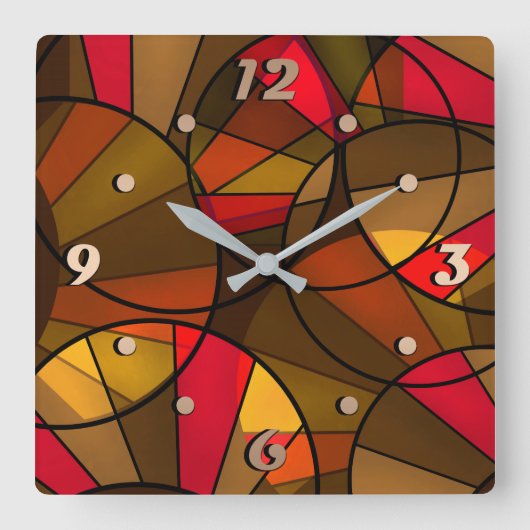 Kleurig abstract patroon vierkante klok (Voorkant)