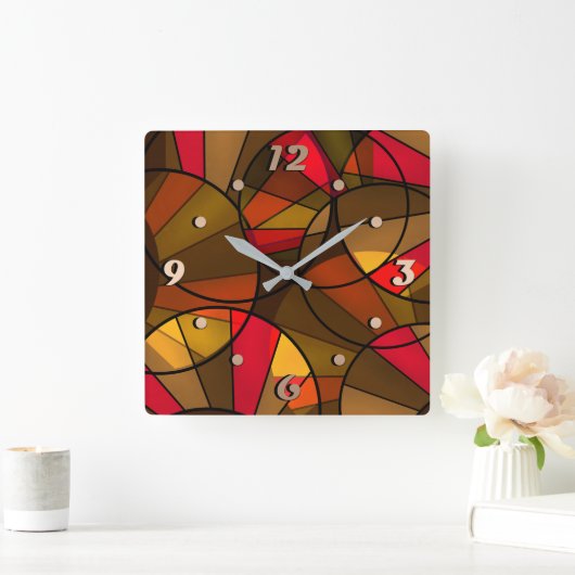 Kleurig abstract patroon vierkante klok (Huis)