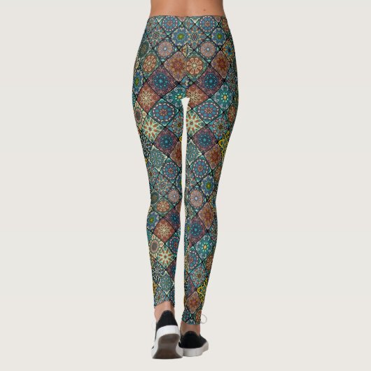 Kleurig abstract tegelvormig ontwerp leggings (Achterkant)