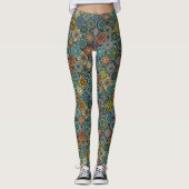 Kleurig abstract tegelvormig ontwerp leggings (Voorkant)