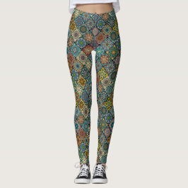 Kleurig abstract tegelvormig ontwerp leggings