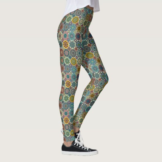 Kleurig abstract tegelvormig ontwerp leggings (Rechts)