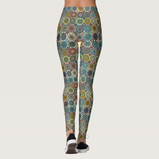 Kleurig abstract tegelvormig ontwerp leggings (Achterkant)