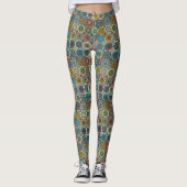 Kleurig abstract tegelvormig ontwerp leggings (Voorkant)