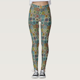 Kleurig abstract tegelvormig ontwerp leggings