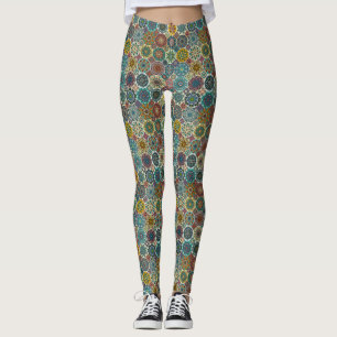 Kleurig abstract tegelvormig ontwerp leggings