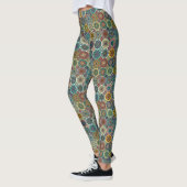 Kleurig abstract tegelvormig ontwerp leggings (Links)
