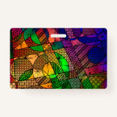 Kleurig Abstracte grafisch glimlachen achter een m Badge (Achterkant)