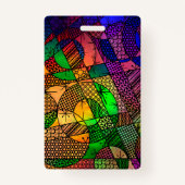 Kleurig Abstracte grafisch glimlachen achter een m Badge (Achterkant)