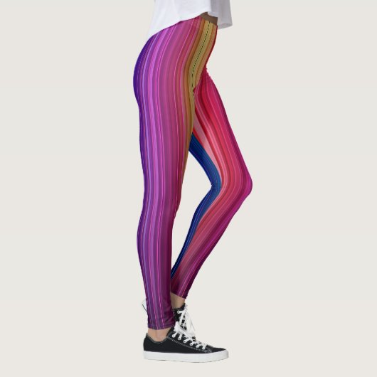 Kleurig Acrylvormig verticaal regenboogpatroon | Leggings (Rechts)