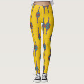 Kleurig Afrikaans geel en blauw patroon Leggings (Voorkant)