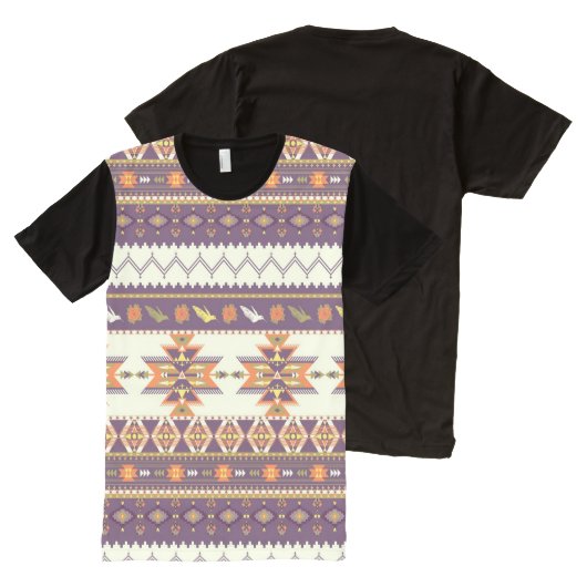 Kleurig aztec-patroon All-Over-Print t-shirt (Voorkant en achterkant)