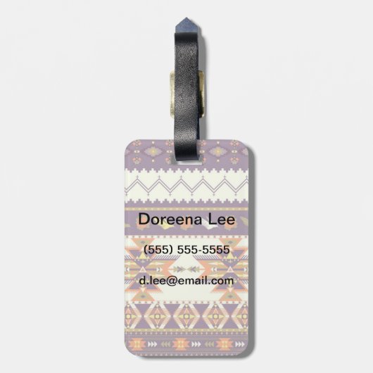 Kleurig aztec-patroon bagagelabel (Achterkant verticaal)