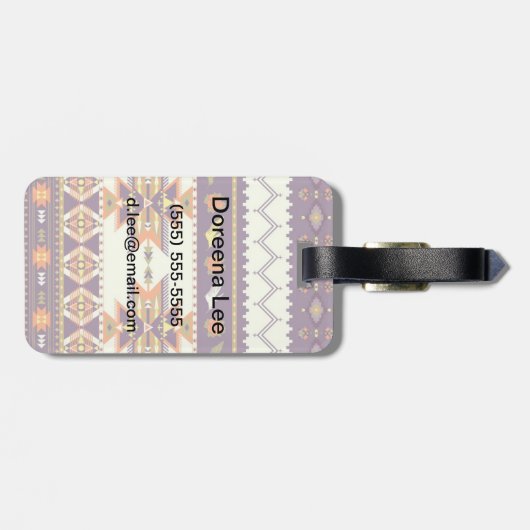 Kleurig aztec-patroon bagagelabel (Achterkant horizontaal)