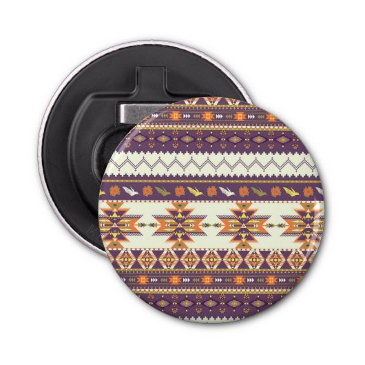 Kleurig aztec-patroon button flesopener (Voorkant)