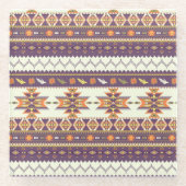 Kleurig aztec-patroon glazen onderzetter (Voorkant)