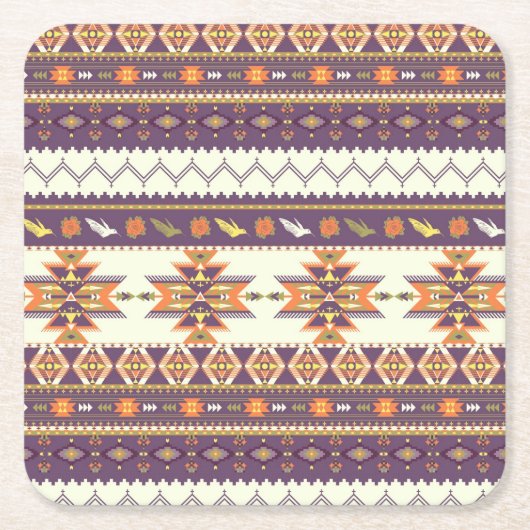 Kleurig aztec-patroon kartonnen onderzetters (Voorkant)