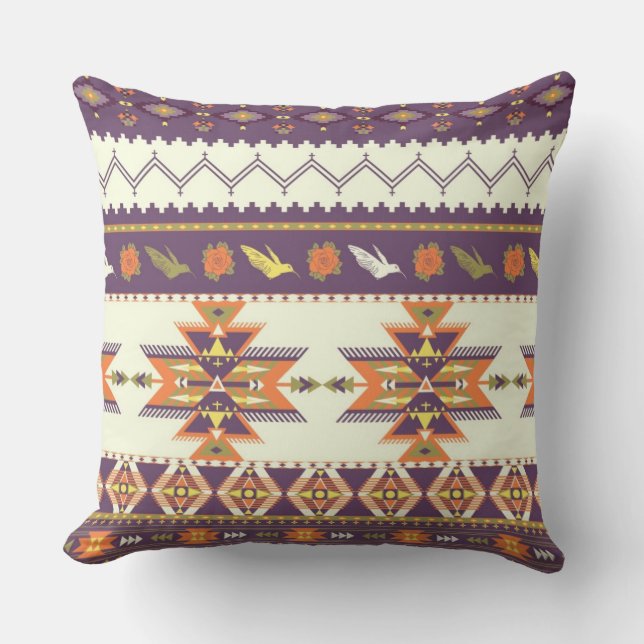 Kleurig aztec-patroon kussen (Voorkant)