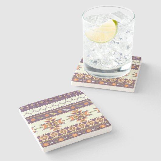 Kleurig aztec-patroon stenen onderzetter (Zijkant)