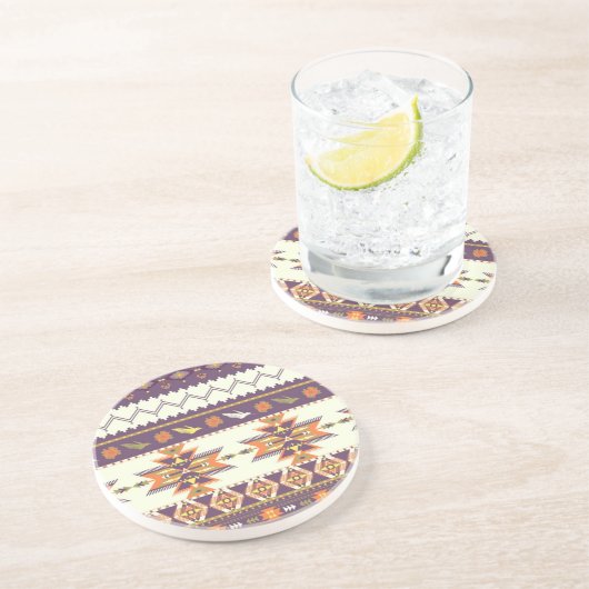 Kleurig aztec-patroon zandsteen onderzetter (Zijkant)