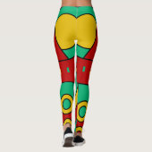 kleurig aztec tiki masker leggings (Achterkant)