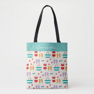 Kleurig Beach Holiday Patroon op maat Tote Bag