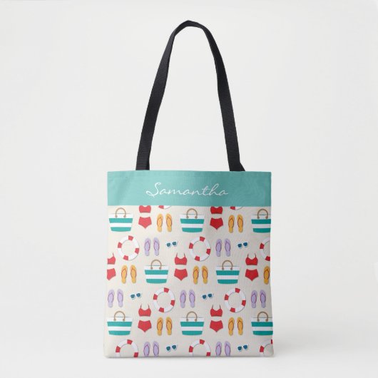 Kleurig Beach Holiday Patroon op maat Tote Bag (Voorkant)