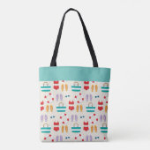 Kleurig Beach Holiday Patroon op maat Tote Bag (Achterkant)