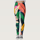 Kleurig bladpatroon, levendig leggings (Voorkant)