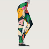 Kleurig bladpatroon, levendig leggings (Rechts)