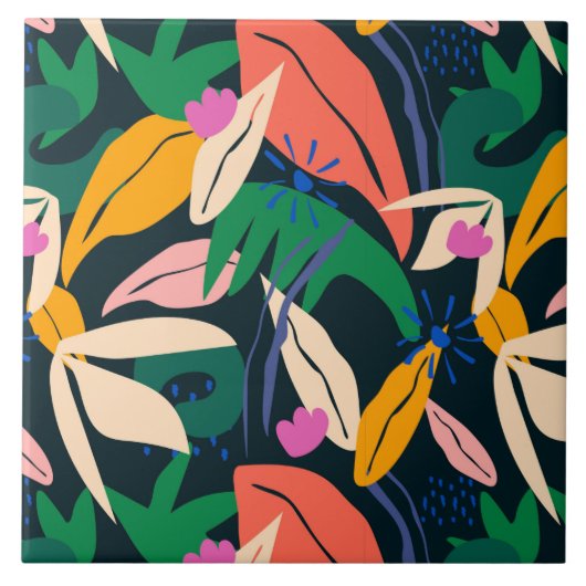 Kleurig bladpatroon, levendig tegeltje (Voorkant)