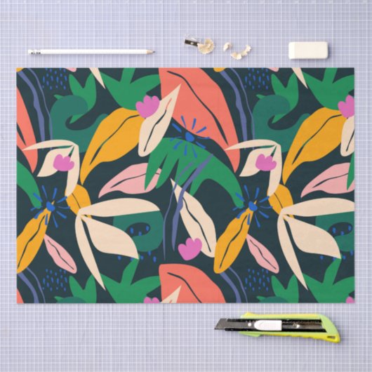 Kleurig bladpatroon, levendig tissuepapier (Craft)