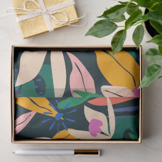 Kleurig bladpatroon, levendig tissuepapier (Geschenk)