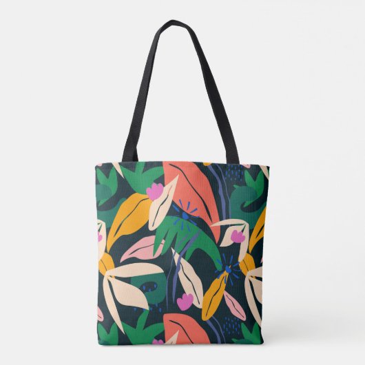 Kleurig bladpatroon, levendig tote bag (Achterkant)