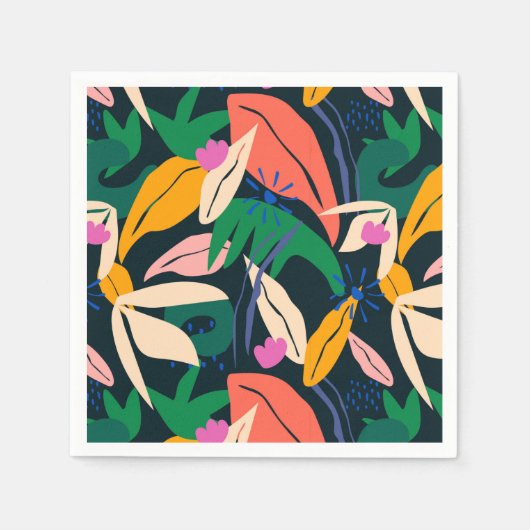 Kleurig bladpatroon servet (Voorkant)