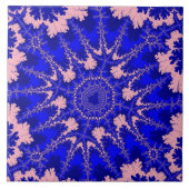 Kleurig blauw en lichtroze fractal tegeltje (Voorkant)