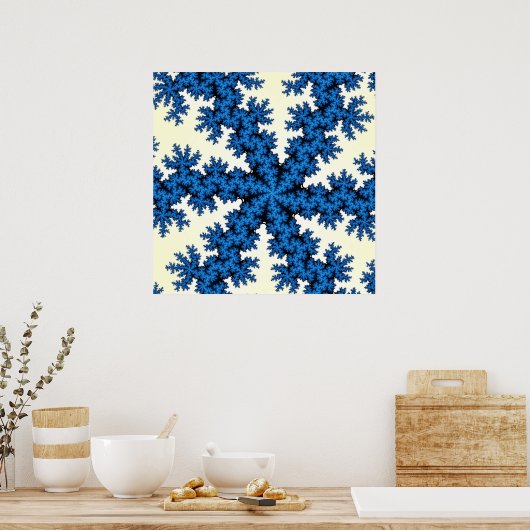 Kleurig blauw en wit fractal poster (Keuken)