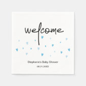 Kleurig blauw, met hart besproeid, babypaddestoel servet (Voorkant)