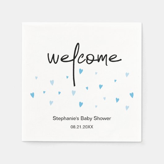 Kleurig blauw, met hart besproeid, babypaddestoel servet (Voorkant)