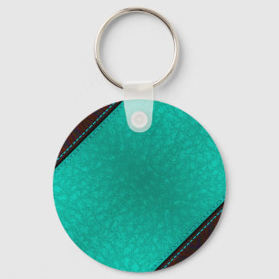 Kleurig blauw met opschrift Diagonaal lederen stre Sleutelhanger