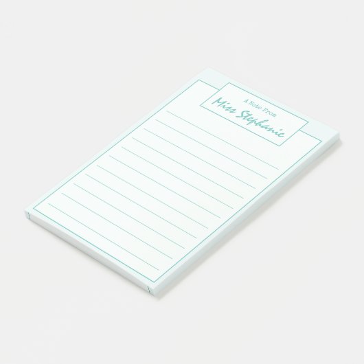 Kleurig Blauwgroen blauw script van leraar Post-it® Notes (Schuin)